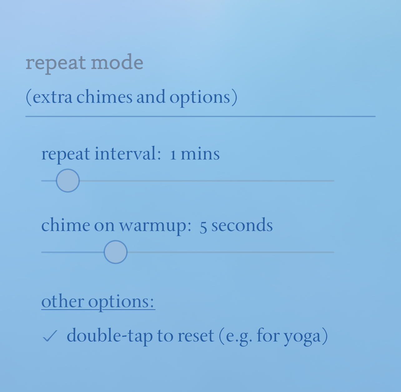 Repeat-mode settings.