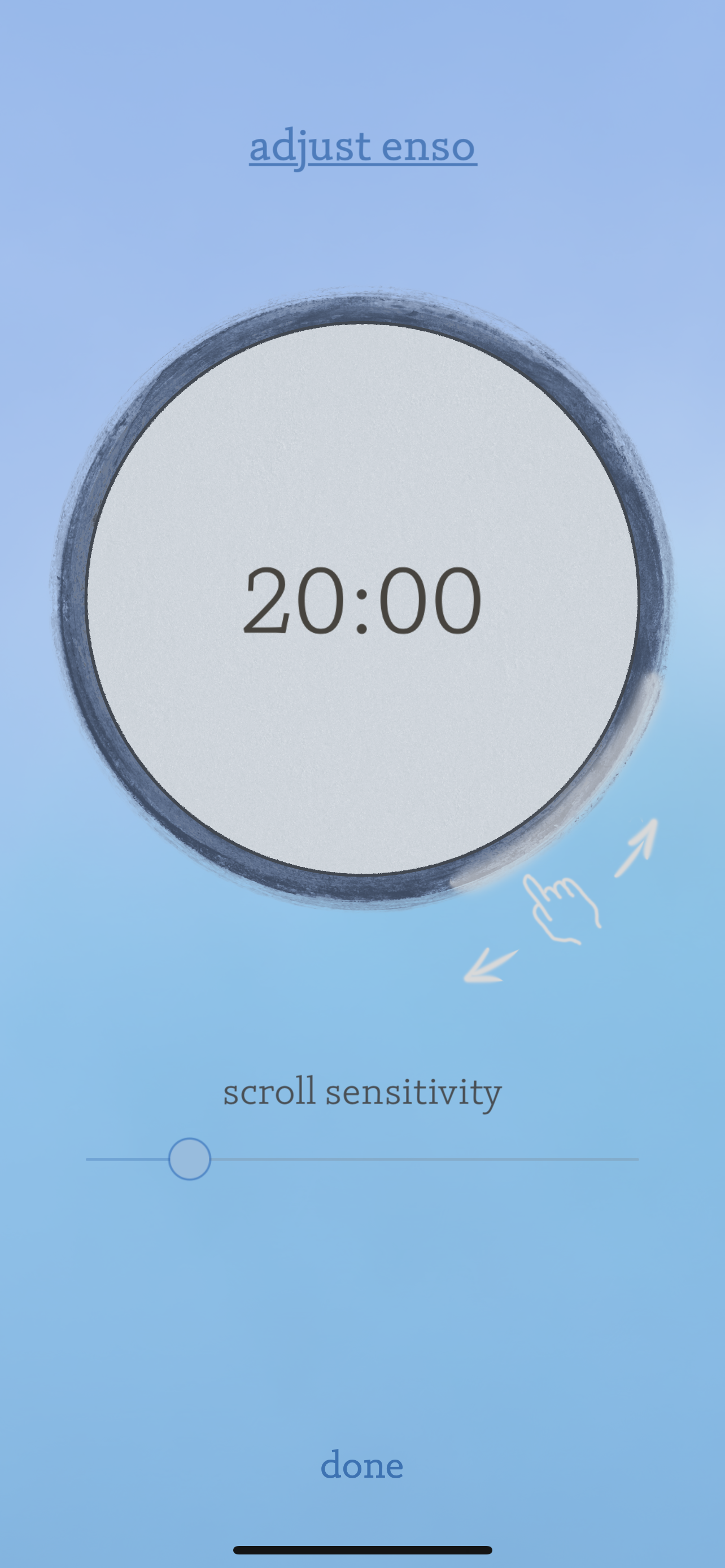 Adjusting the scroll sensitivity.